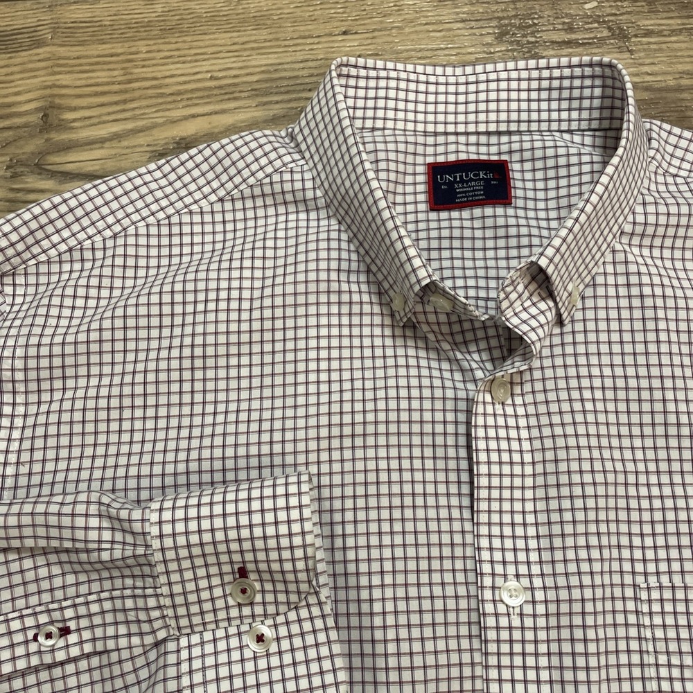 UNTUCKit Men's Checkered Button-Down Shirt XXL Cotton Wrinkle Free EUC